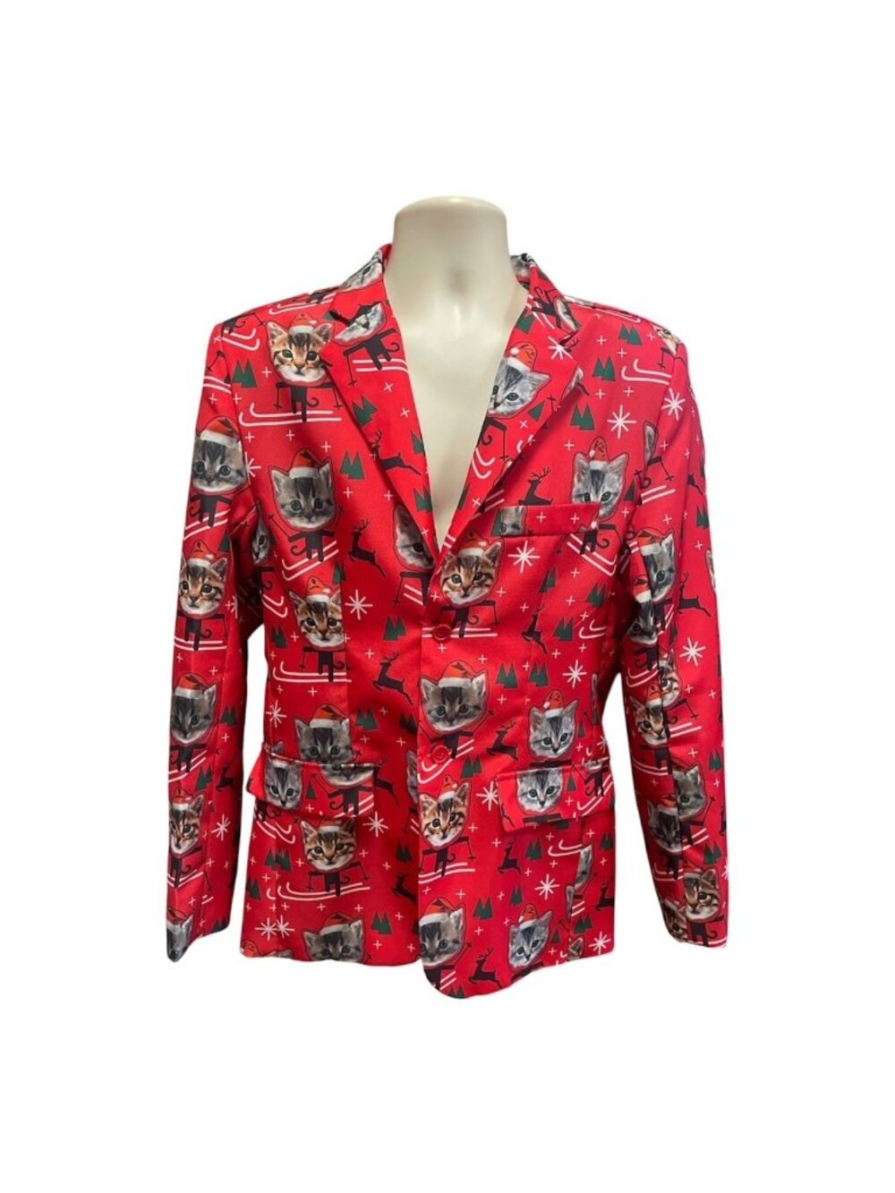 Christmas Cats Ugly Blazer Orange Cat Holiday Time Size SMALL (34-36) Sweater